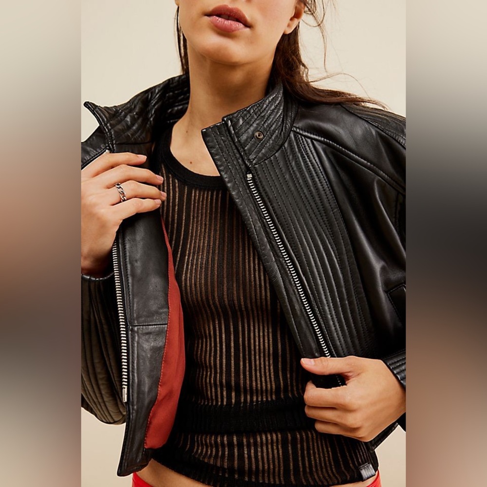 Free People We The Free Trixie Mini Moto Jacket - Picture 6 of 13